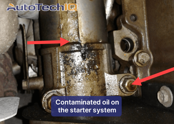 contaminated oil on the starter system