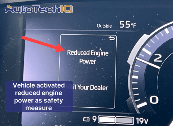 Reduced engine power warning popping up on the dashboard due to spark plug issues