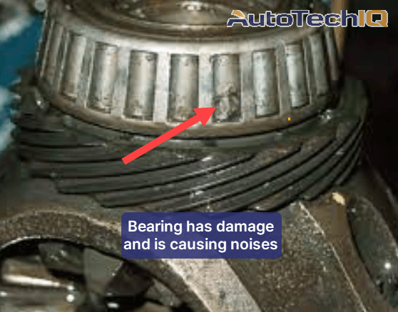 A damage carrier bearing causes noise due to rubbing