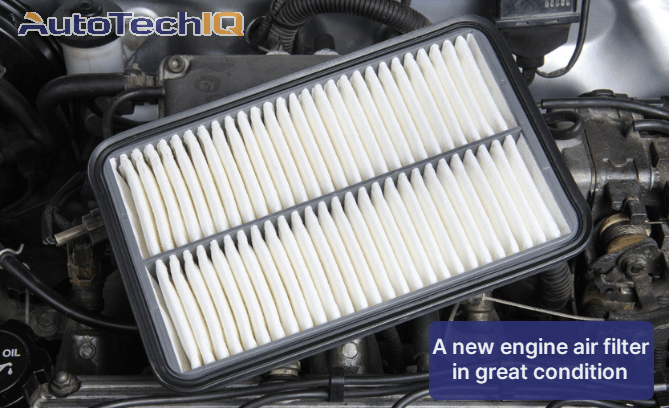 A new engine air filter in a good condition. The filter should look white and well-maintained