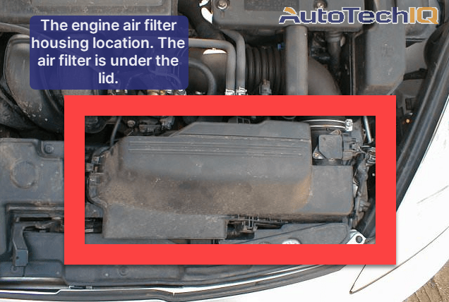 The engine air filter stays inside a housing under the vehicle's hood. Remove the housing's lid to access it