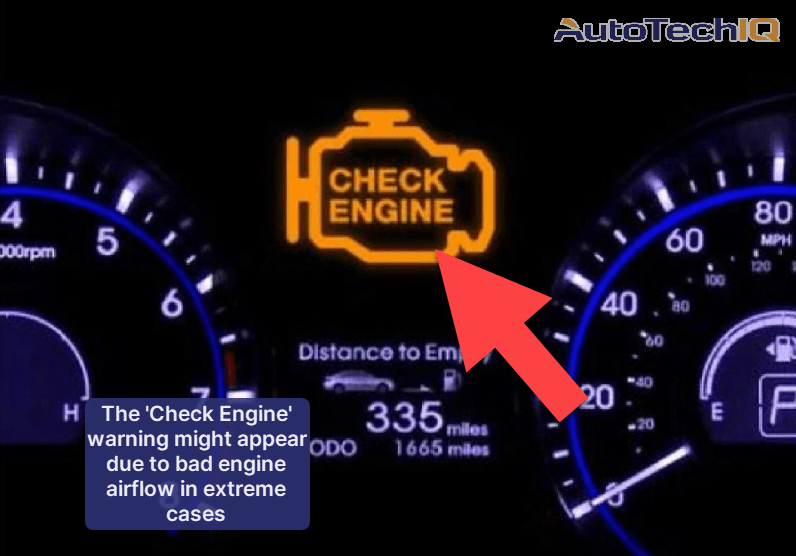The check engine light can appear on the dashboard if the engine is receiving little airflow, affecting it to an extreme.
