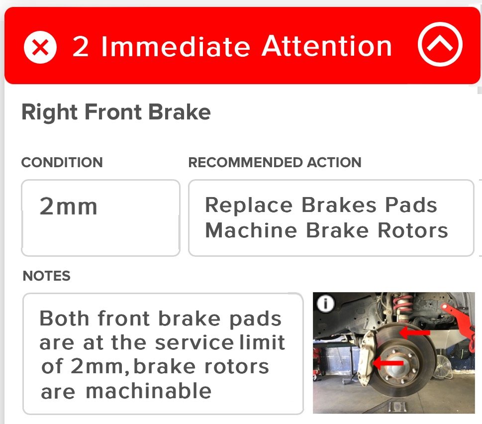 When Brake pads and rotors are worn and below the safety limit, they need to be replaced urgently