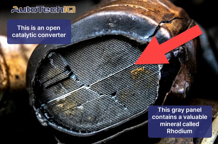 Rhodium is an expensive mineral found in catalytic converters, which makes the converter an easy target for thieves