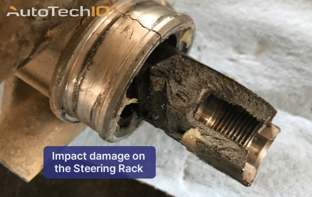 Lack of preventative maintenance causes accidents. The impact damage opn this steering rack was a direct result