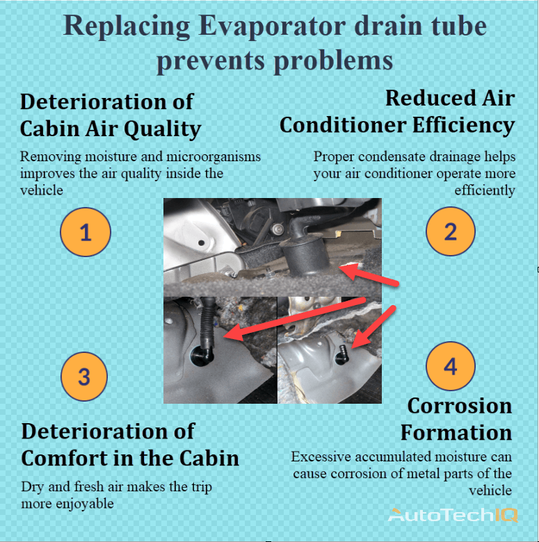 Evaporator drain tube with information about the need for replacement