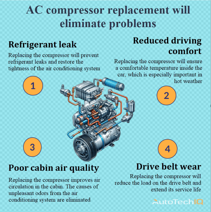 AC compressor with information about the need for replacement