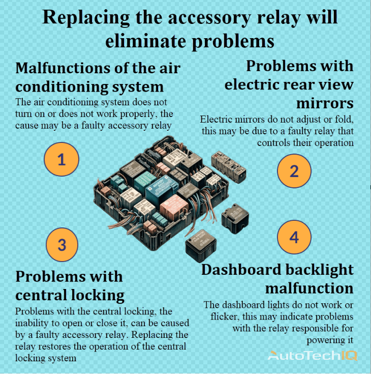 Accessory relay with information about the need for replacement