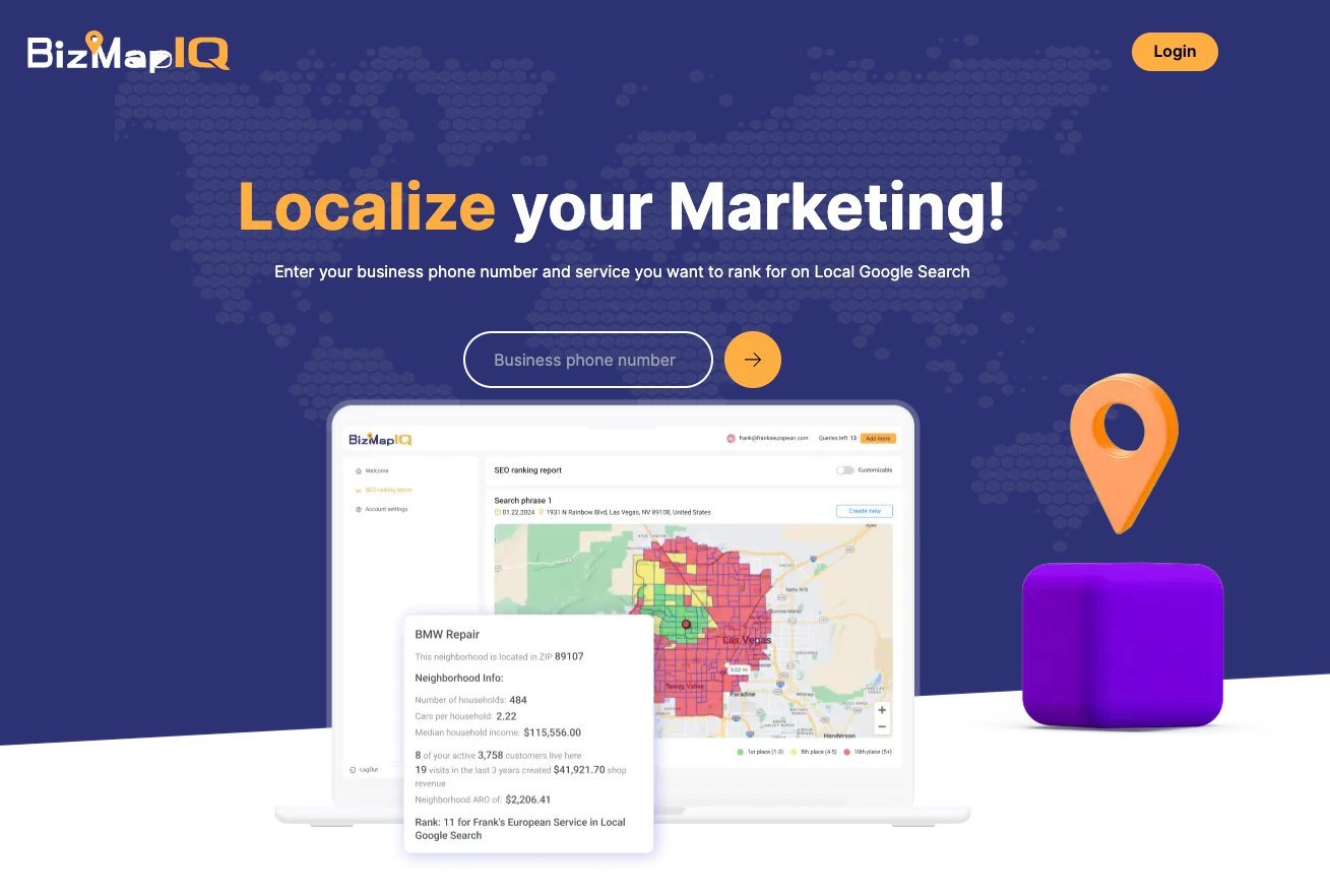 BizMapIQ empowers business owners and, marketing agencies and website providers to measure how eefective their online marketing is per neighborhood