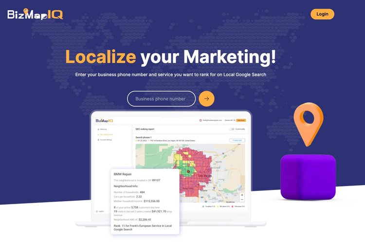 BizMapIQ empowers business owners and, marketing agencies and website providers to measure how eefective their online marketing is per neighborhood
