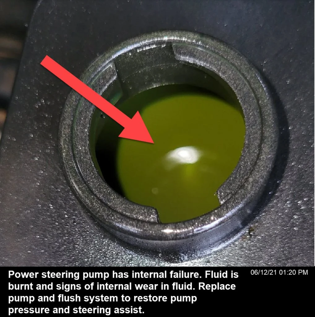 Faulty steering pump