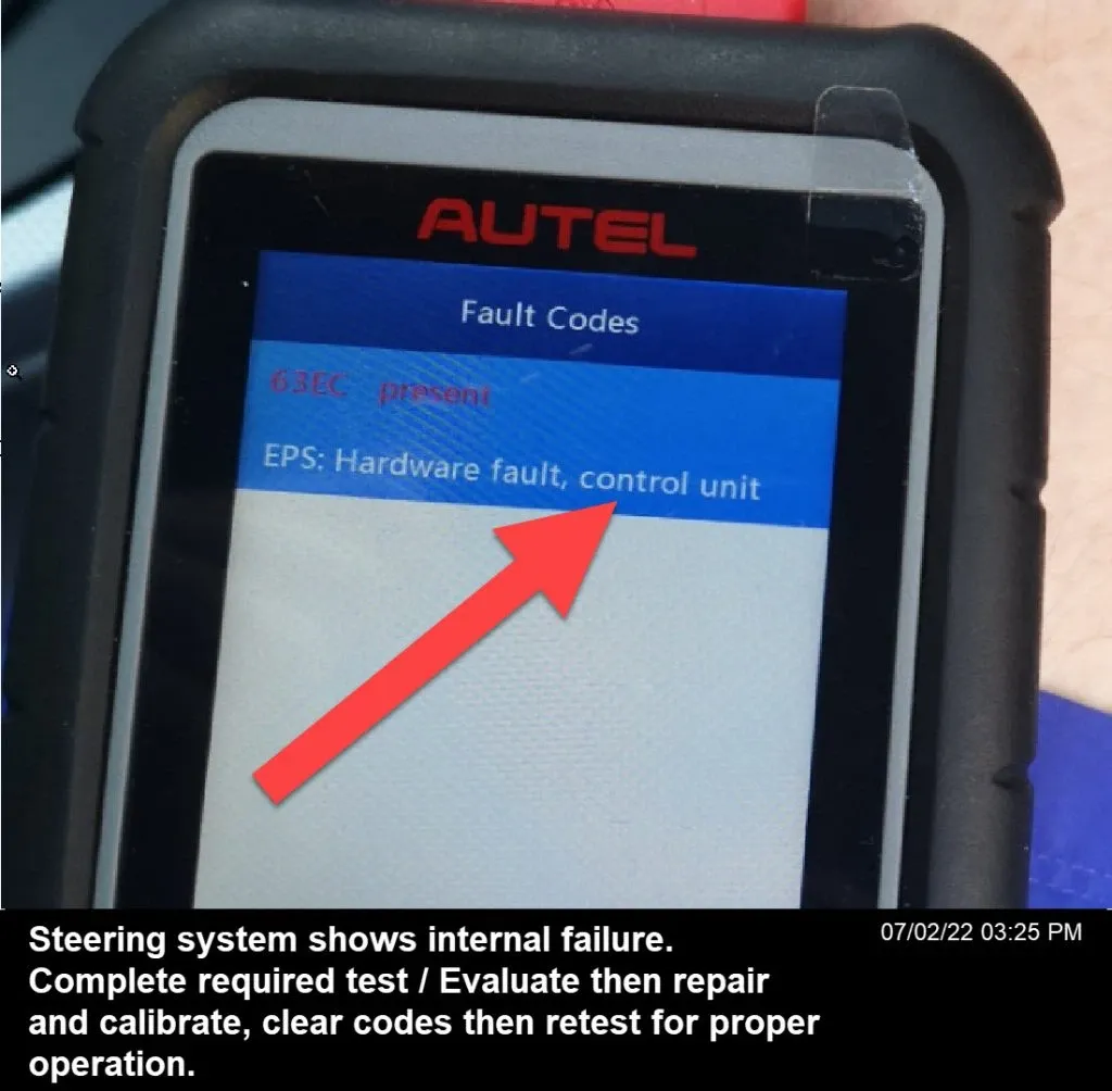 Faulty electric steering column