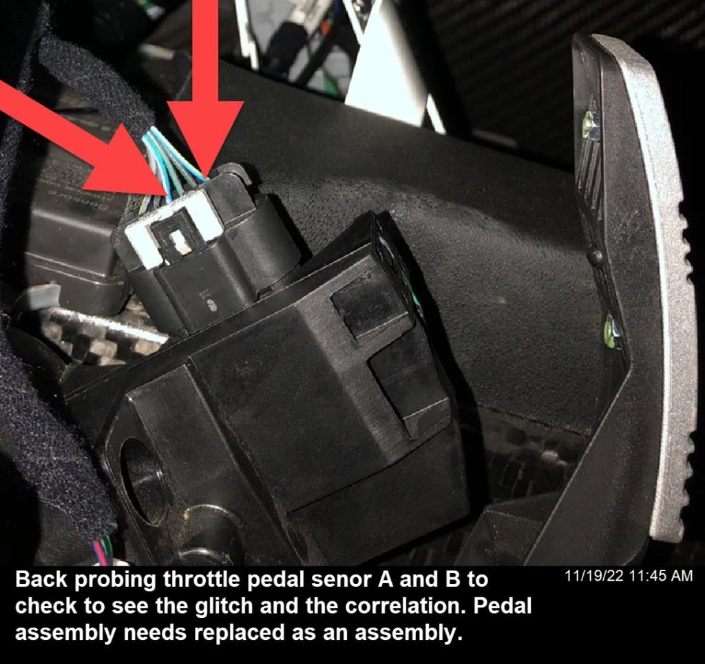 Throttle pedal sensor malfunction