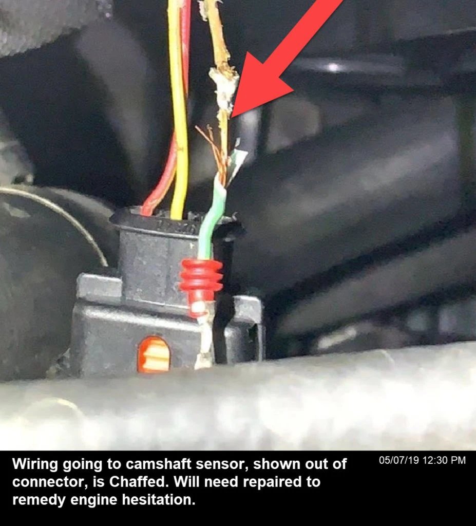 Camshaft wiring malpositioning