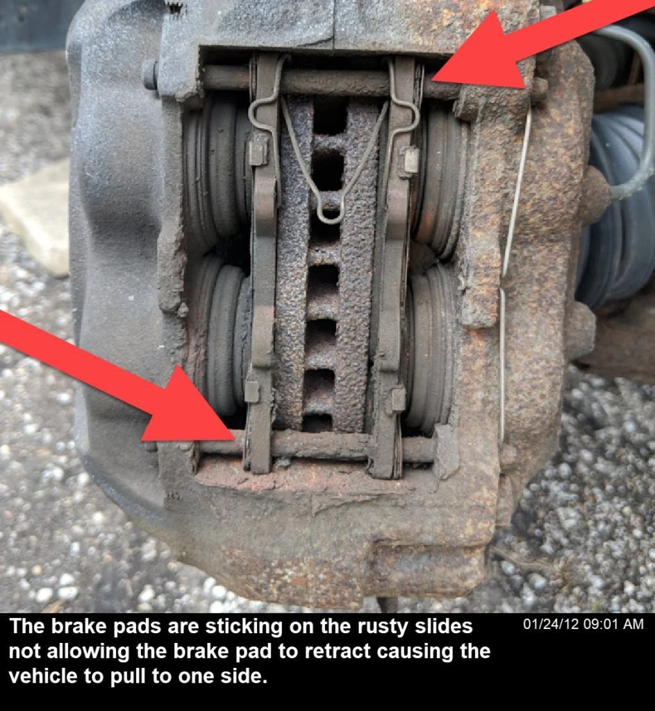 Sticking brake pad slides