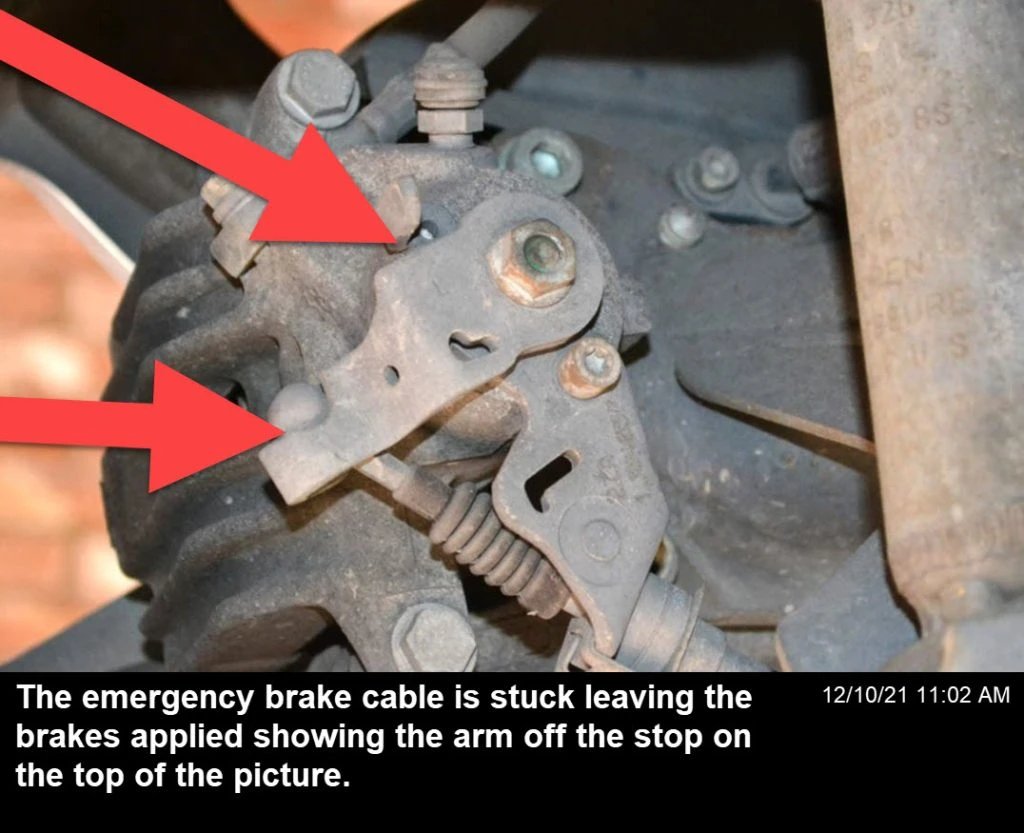Sticking emergency brake cable