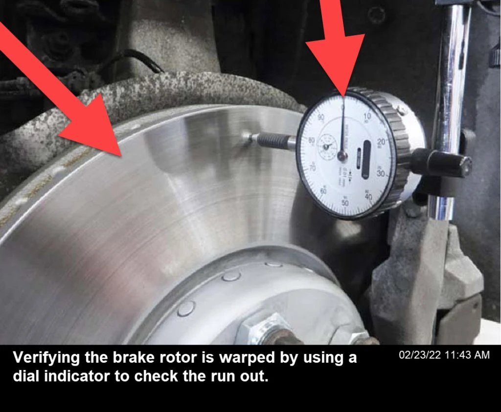 Warped brake rotor has an uneven surface which causes the vehicle to shake while driving, especially while braking