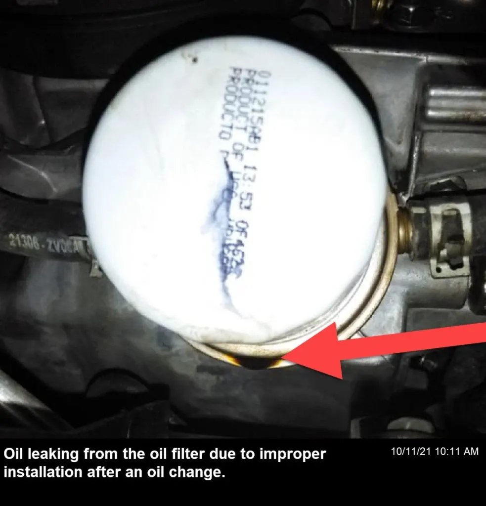 Oil filter leaking