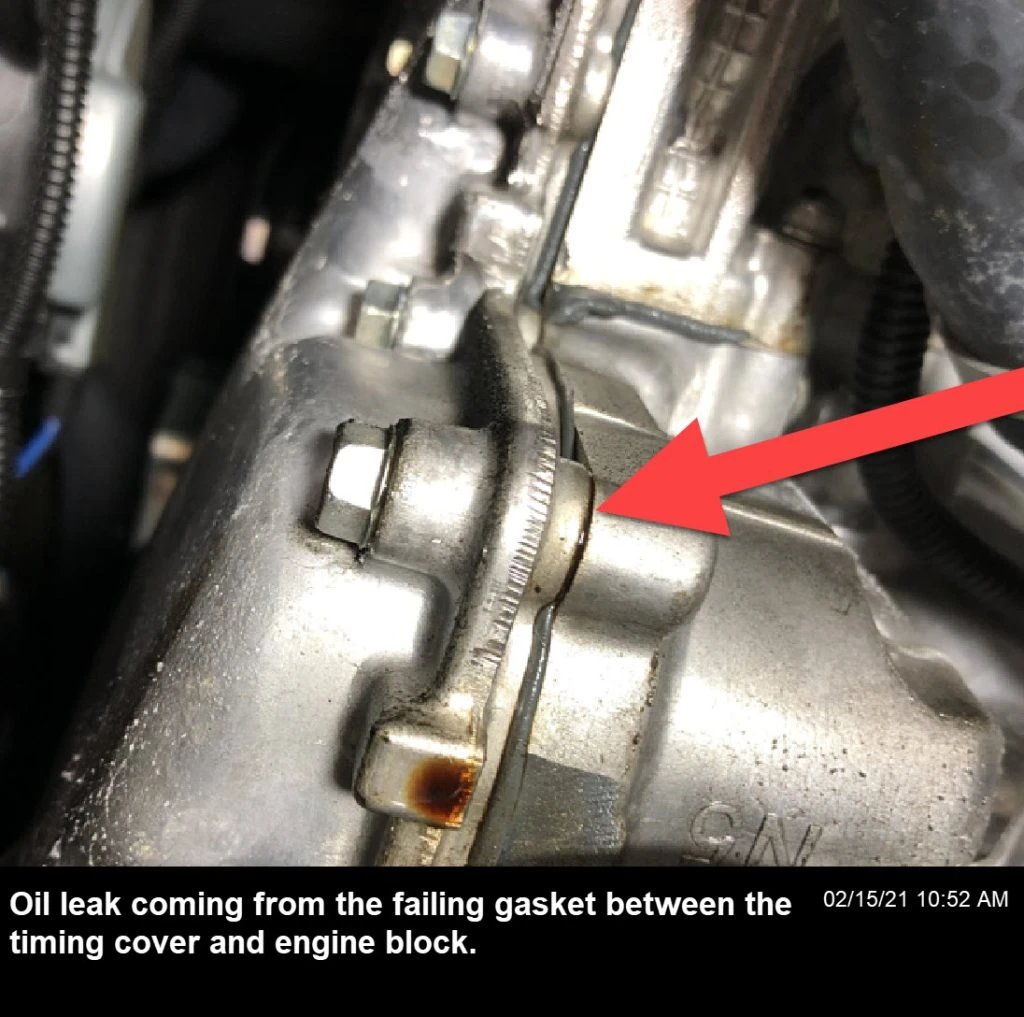 Timing cover leaking