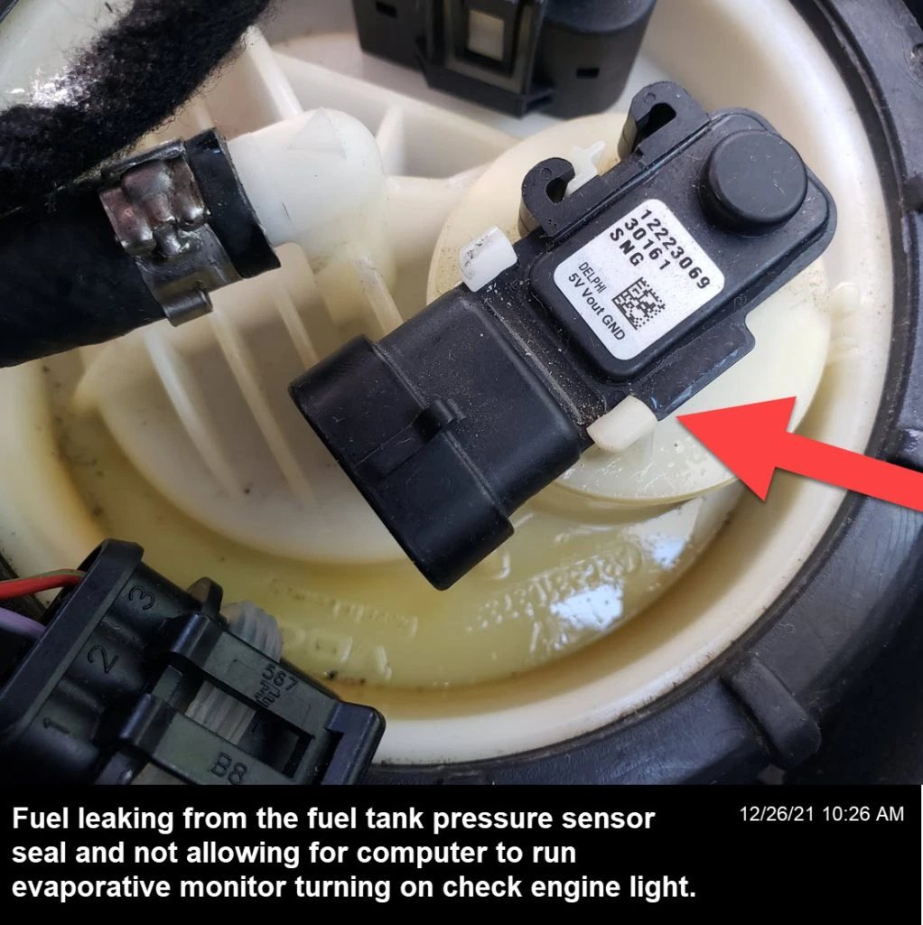 Fuel pressure sensor leaking