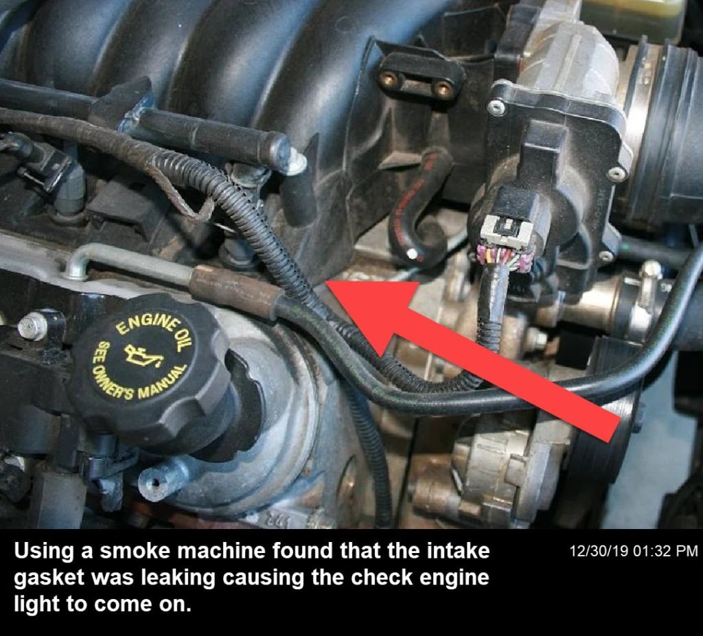 Vacuum leak disrupting engine performance and causing the check engine light to come up on the dashboard