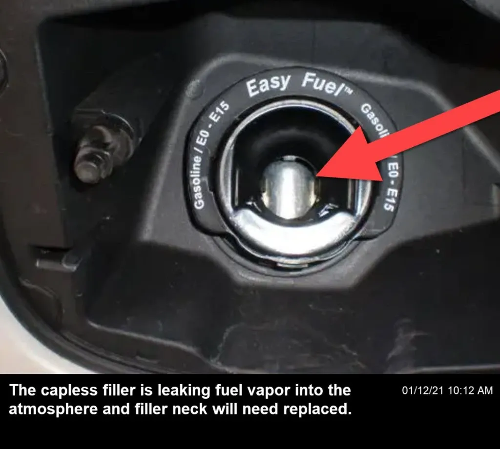 Leaking filler neck