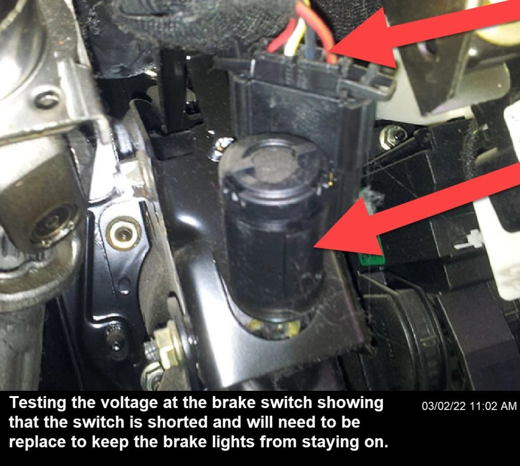 The brake switch got electrical issues due to a short-circuit