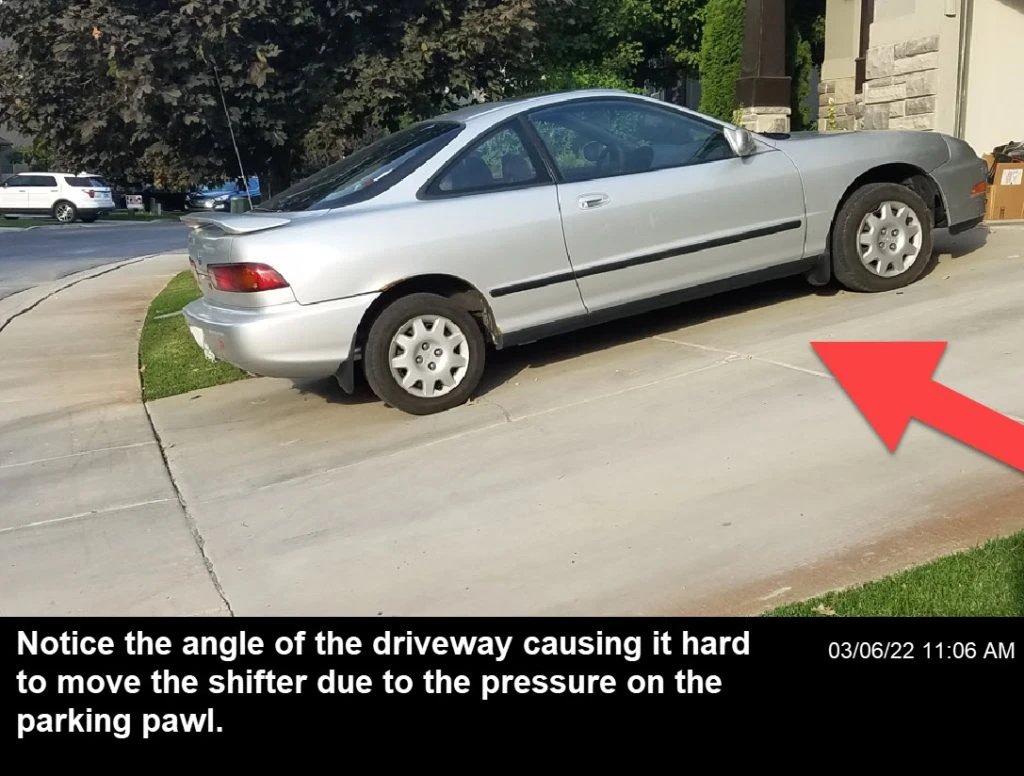 The transmission might stuck if the car is parked at angles that create high pressure on the parking pawl