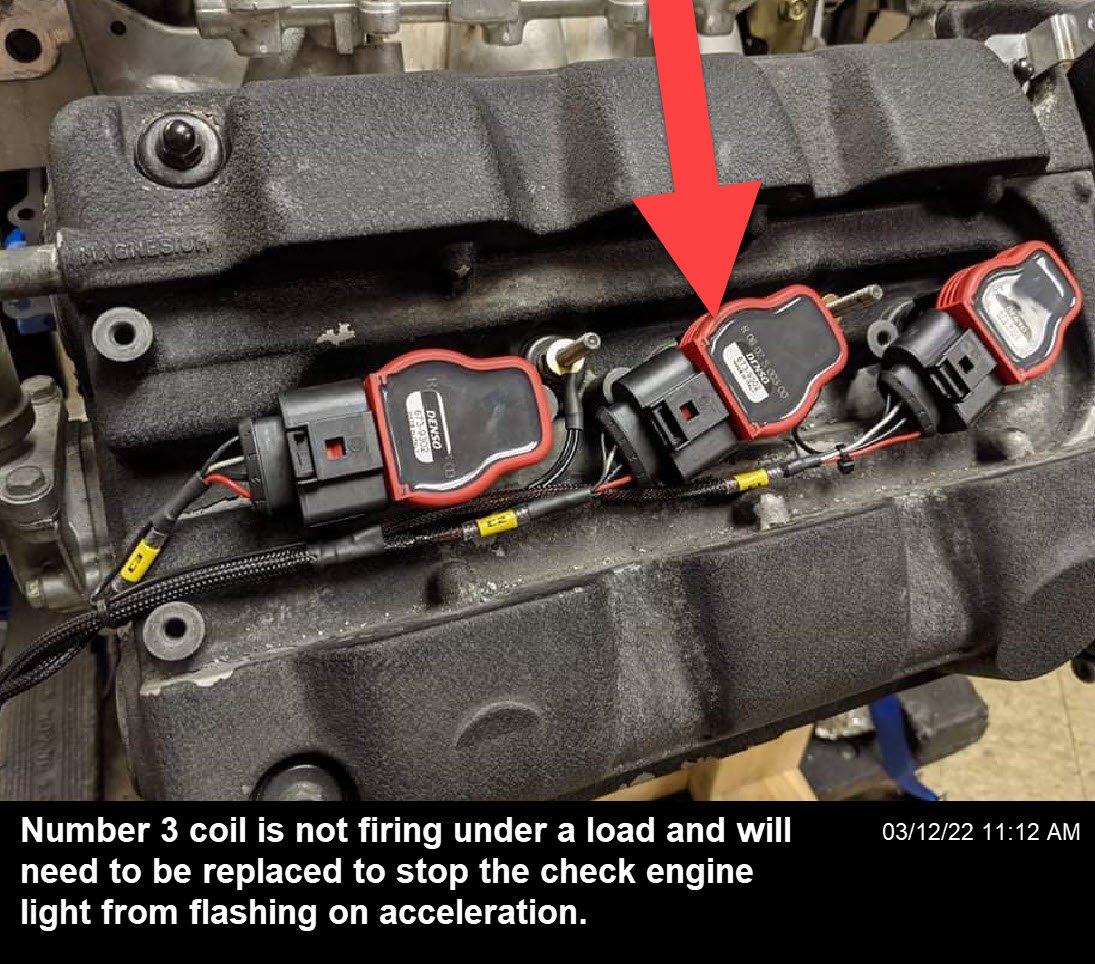 Ignition coil is faulty and triggering the check engine light on the dashboard while also causing engine sputtering and vibrations