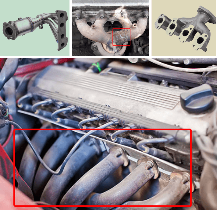 Exhaust manifold with information about the need for replacement