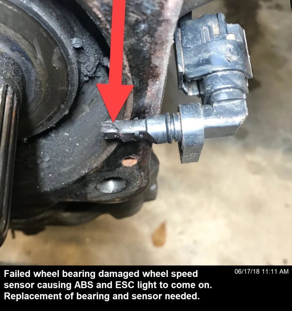 Faulty wheel speed sensor
