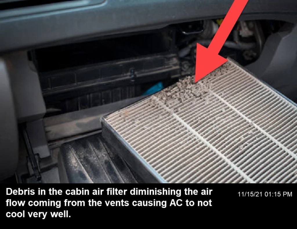 Dirty cabin air filter